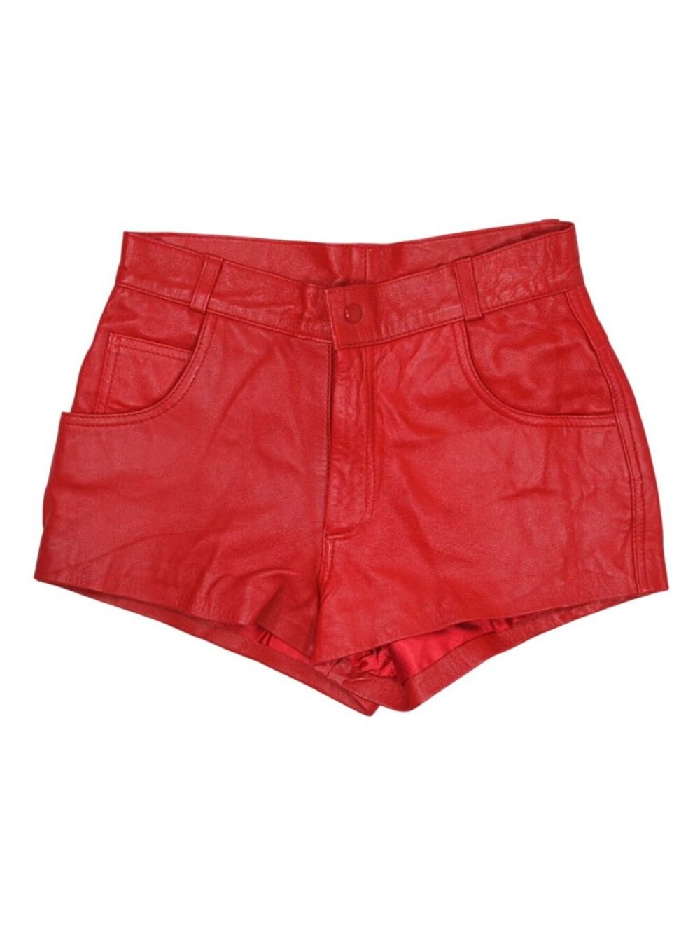Prego Vintage Leather Shorts in Red